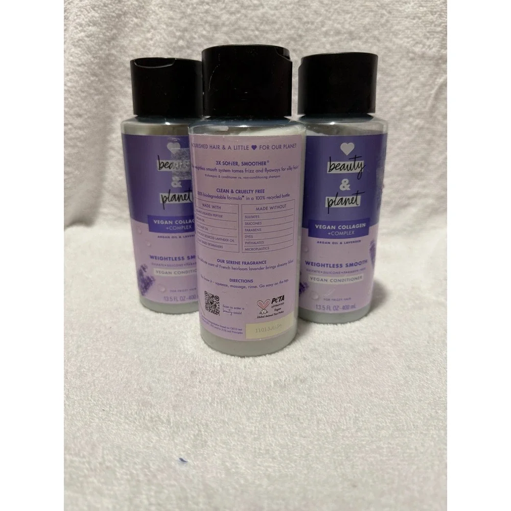 Love Beauty and Planet Vegan Collagen Conditioner Argan Oil Lavender 13.5oz 3pk